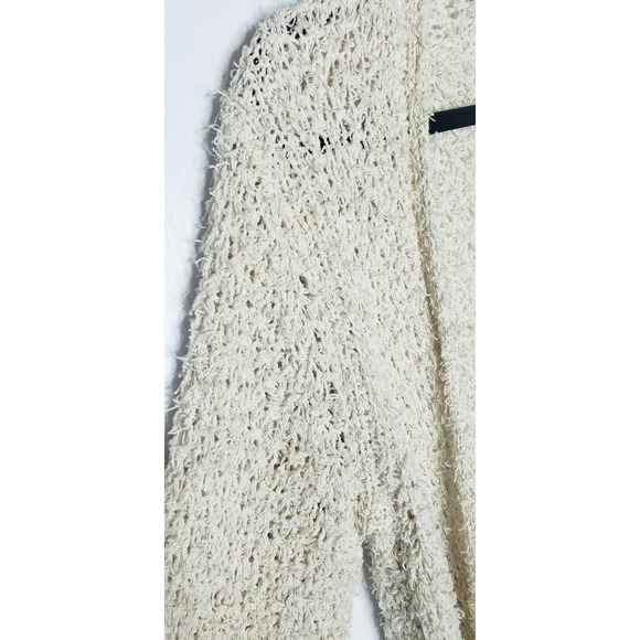Massimo Dutti Small Long Cream Eyelash Fringe Crochet Knit Open Cardigan Duster - Picture 7 of 10